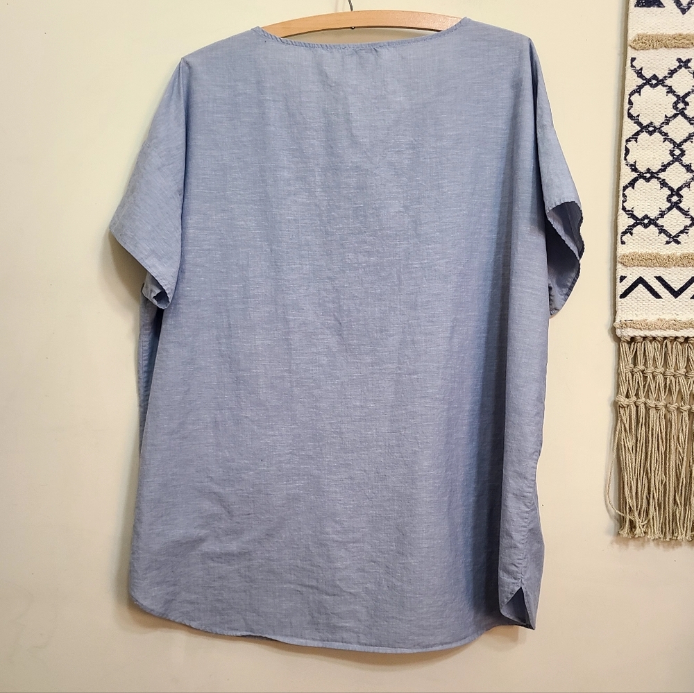 COS Cotton Linen Tunic Blouse In Blue Size Large - Picture 3 of 6